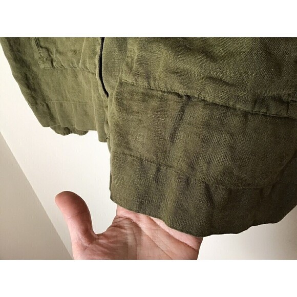 Zara Linen Shirt Jacket Size Large Full Zip Pockets - Picture 11 of 14